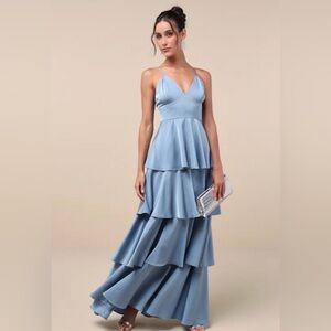 Lulu's Sky Blue Layered Maxi Dress